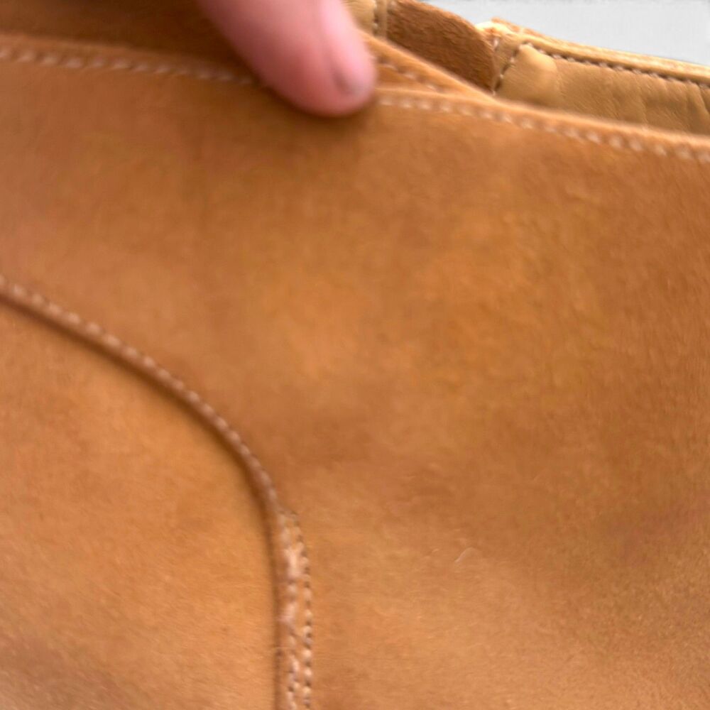 talbots via tassel tie suede ankle boots 9.5m tan almond toe block heel booties - Picture 8 of 12